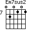 Em7sus2=020101_7